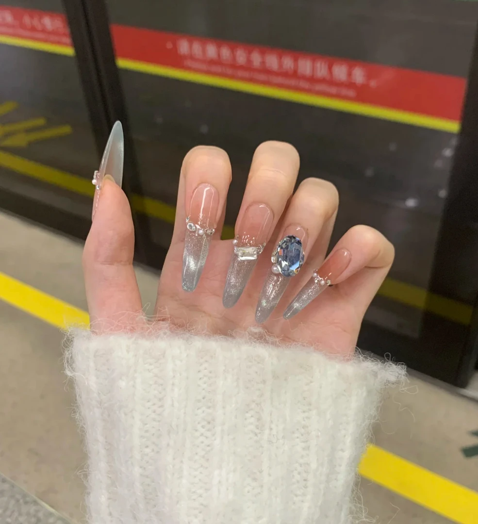 【港岛薄荷】纯手工穿戴甲春季新款清新清冷纯欲破碎人鱼感穿戴甲