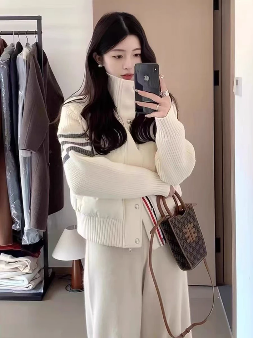 冬季针织袖拼接洋气棉服