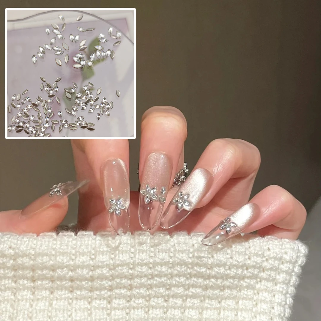 白色迷你马眼锆石美甲钻饰品超闪拼雪花奢华爆亮火彩指甲配饰用品