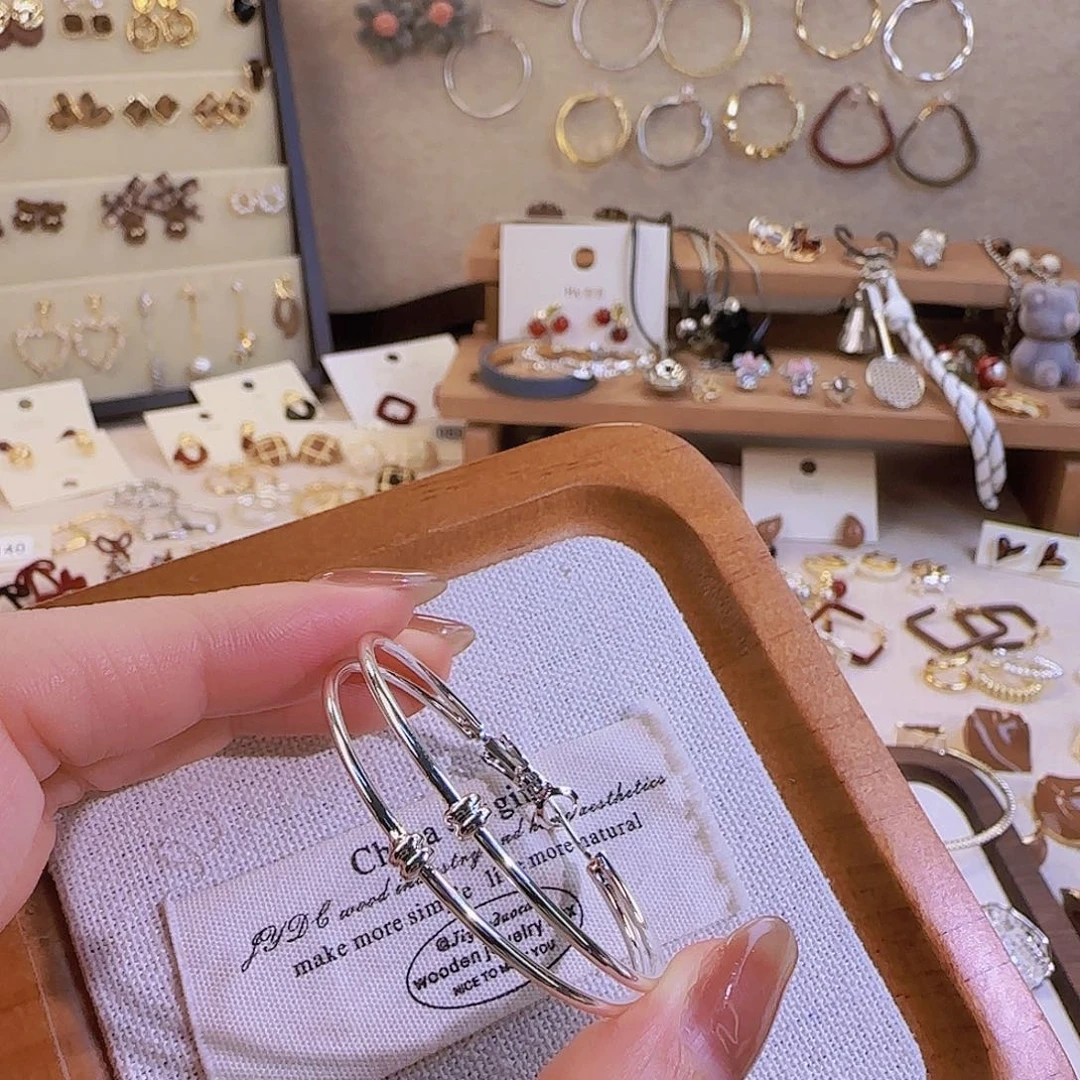 仿珍珠铜合金925银45耳圈