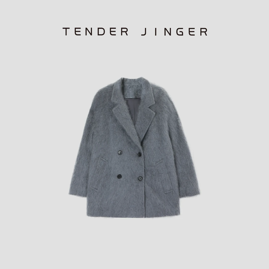 Tender Jinger【限量轻奢】拉毛绒感羊绒混纺大衣外套T54CCH360C
