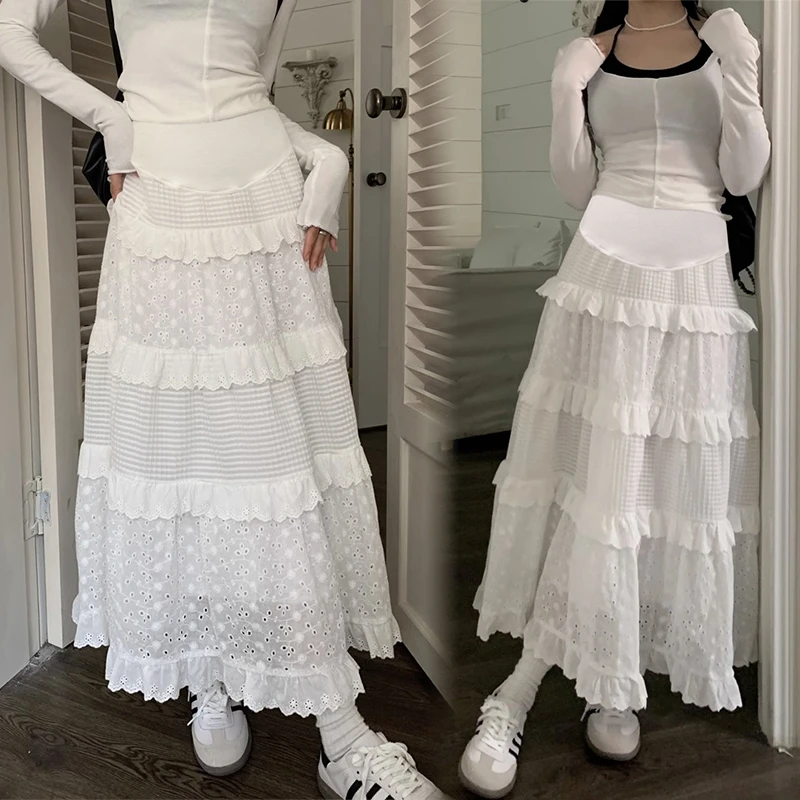 孕妇夏季新款刺绣蕾丝蛋糕裙孕妇托腹半身裙a字长裙