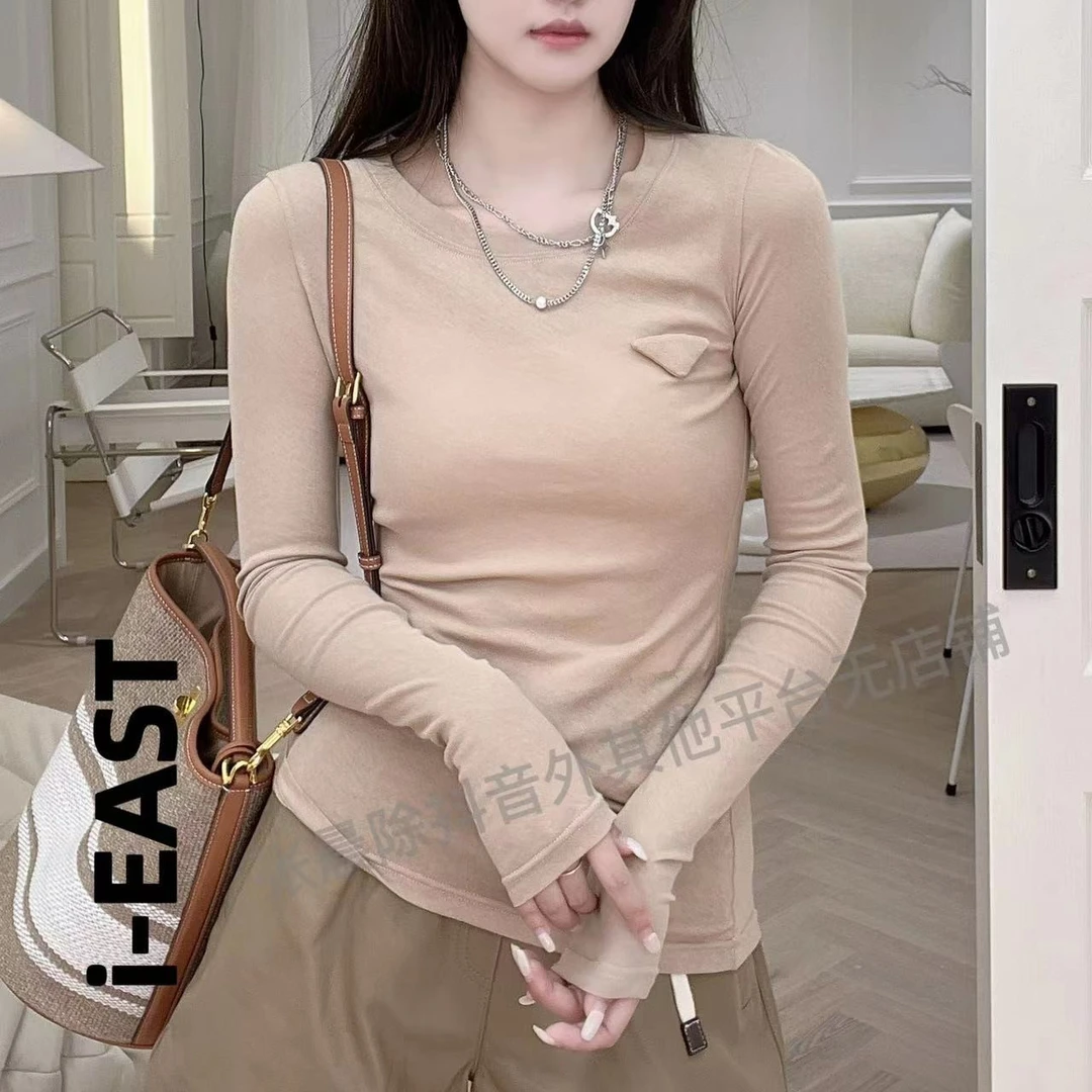 i-EAST 减龄配方~简约倒三角标长袖T恤上衣T10319