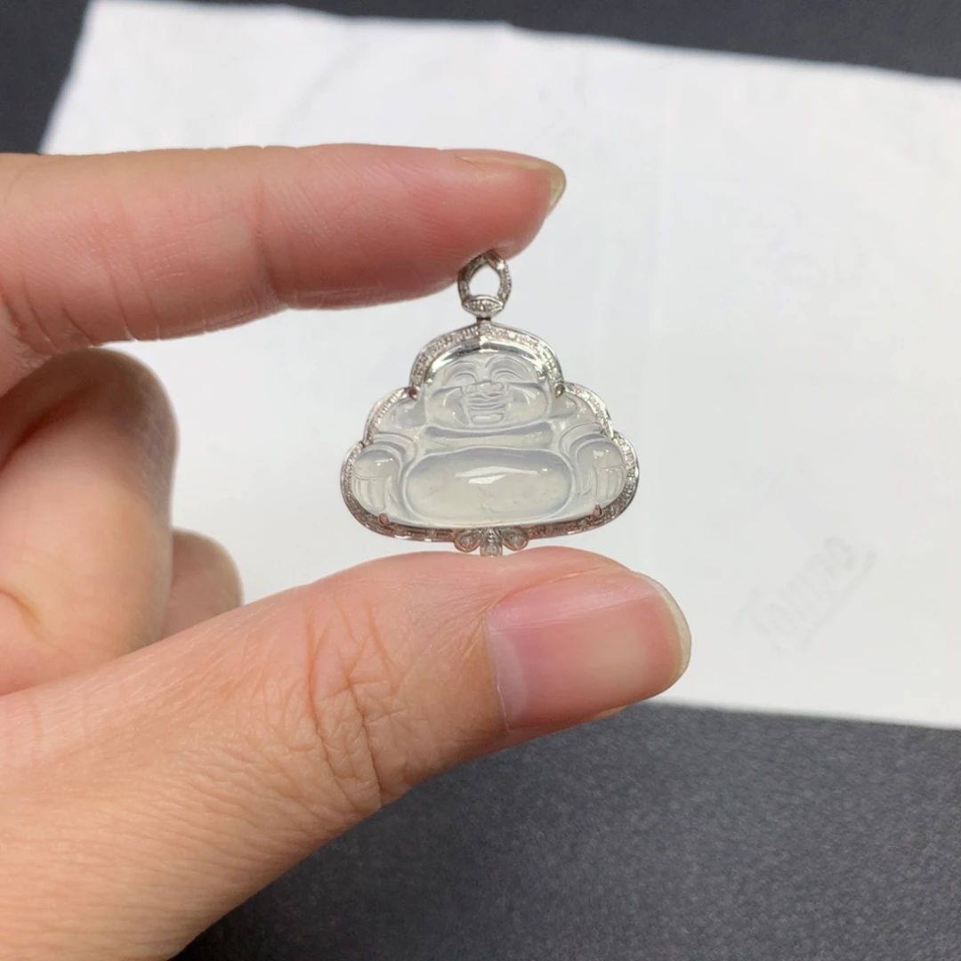 吊坠(不含链)18K金镶嵌翡翠