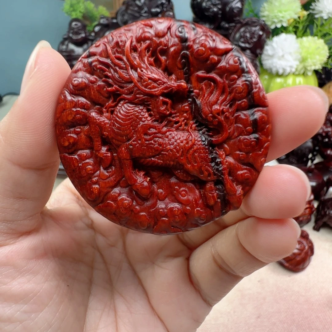 把件小叶紫檀麒麟牌