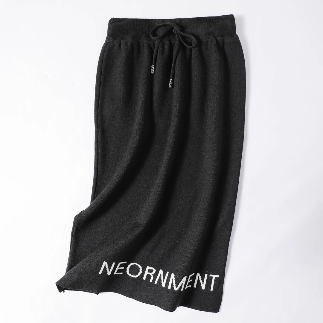 R-7433软糯舒适！女士时尚高腰显瘦舒适百搭秋冬休闲开叉半身裙