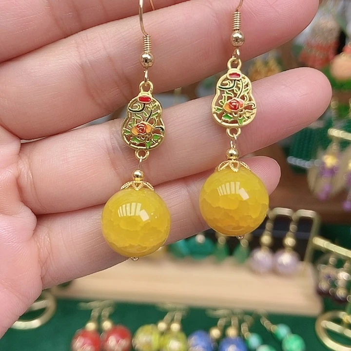 玛瑙/玉髓合金耳饰