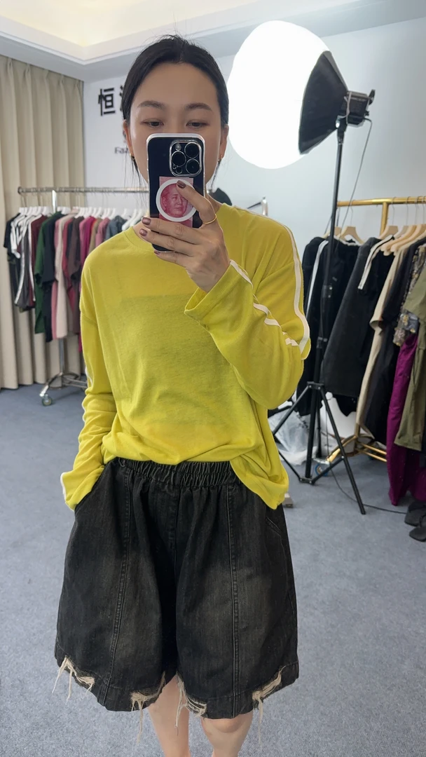 夏季轻薄圆领长袖宽松显瘦拼色条纹边防晒T长袖上衣女/286