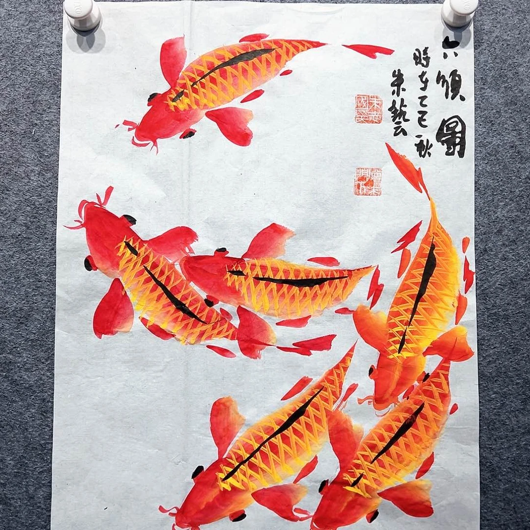 国画知鱼之乐纯手绘
