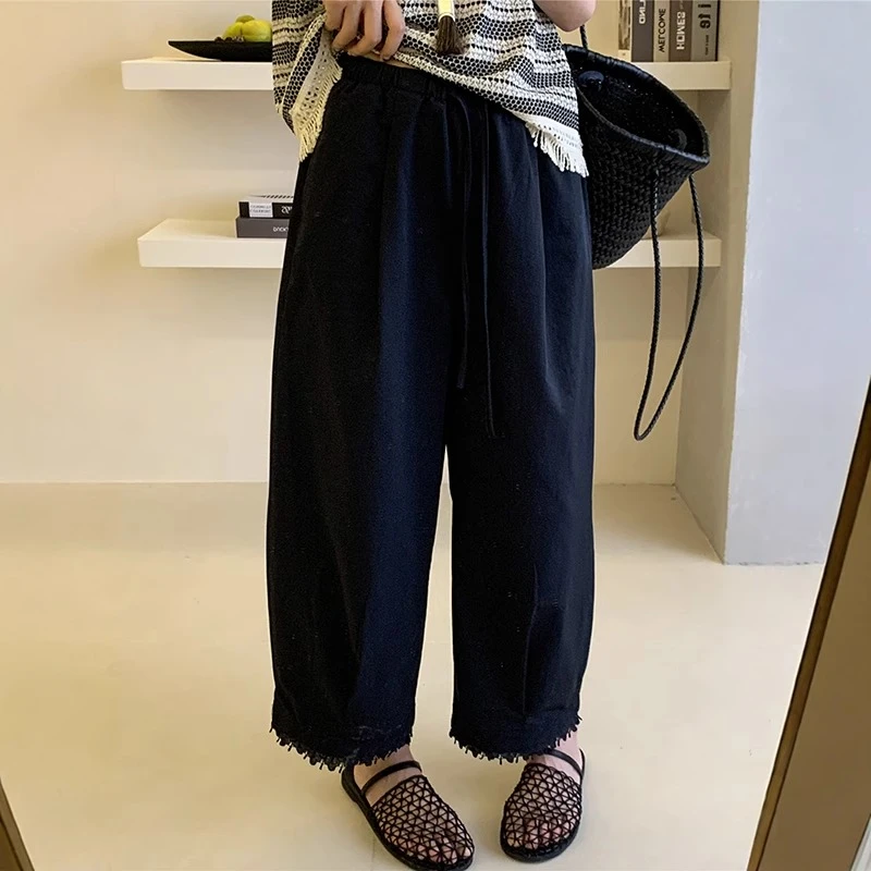 蕾丝花边九分气球阔腿裤女2025夏装新款梨型身材显瘦宽松休闲裤