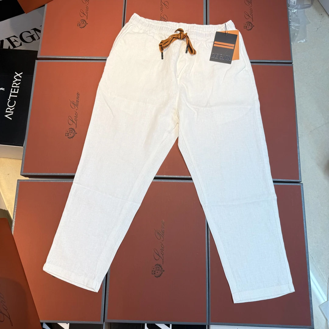 杰尼亚风格 8900同款 春夏纯亚麻休闲裤高端直筒宽松慢跑九分裤