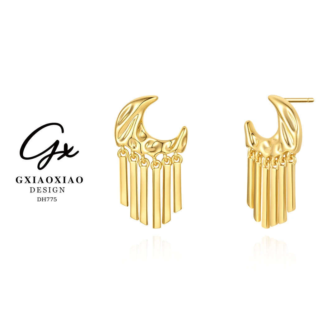 G XIAOXIAO 镀K金  【星月流苏】轻奢设计师感精致耳环 DH775