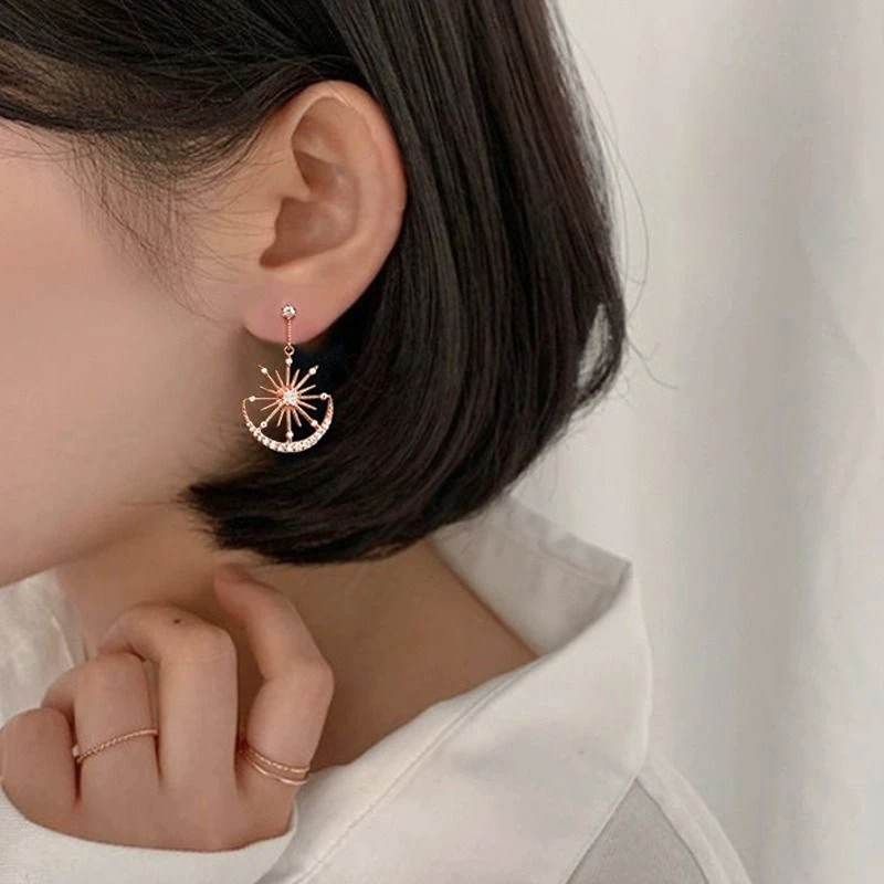 合金耳饰 星芒女韩国时尚高级感气质耳坠潮个性百搭网红耳饰耳钉