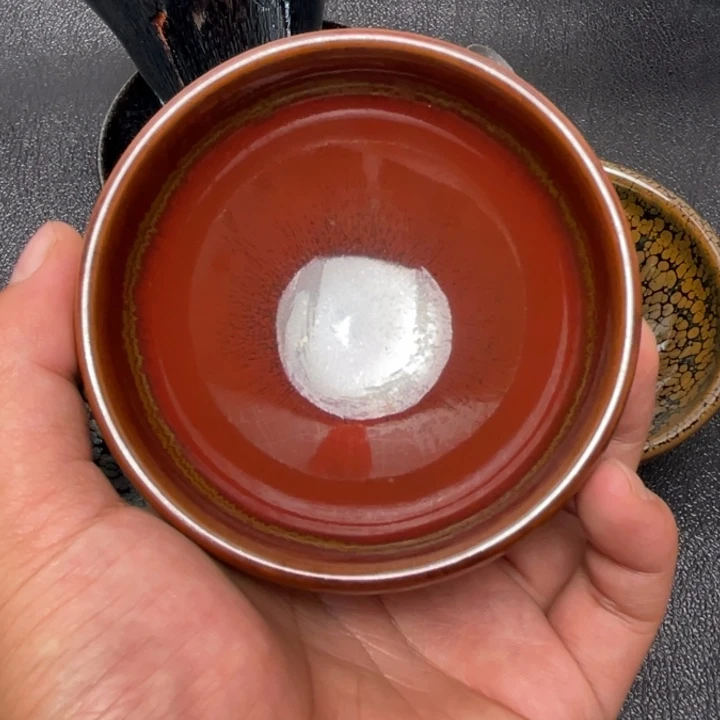 茶盏仿柴牛血红 建窑建盏主人杯一