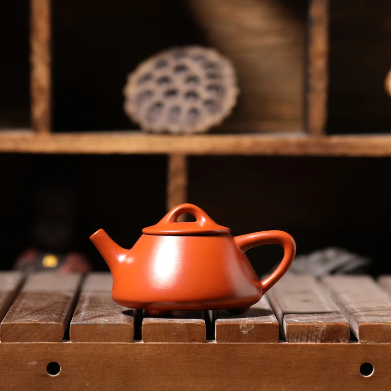 潮州原矿朱泥小容量半手工紫砂壶冲罐郑楚锐石瓢壶150毫升