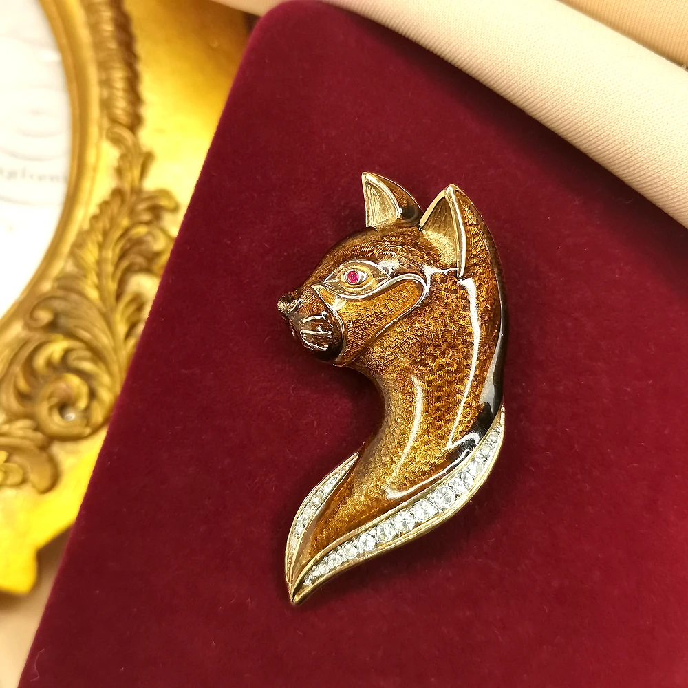 英国王室爱牌A&S高阶咖金色珐琅猫胸针[2501201-070]