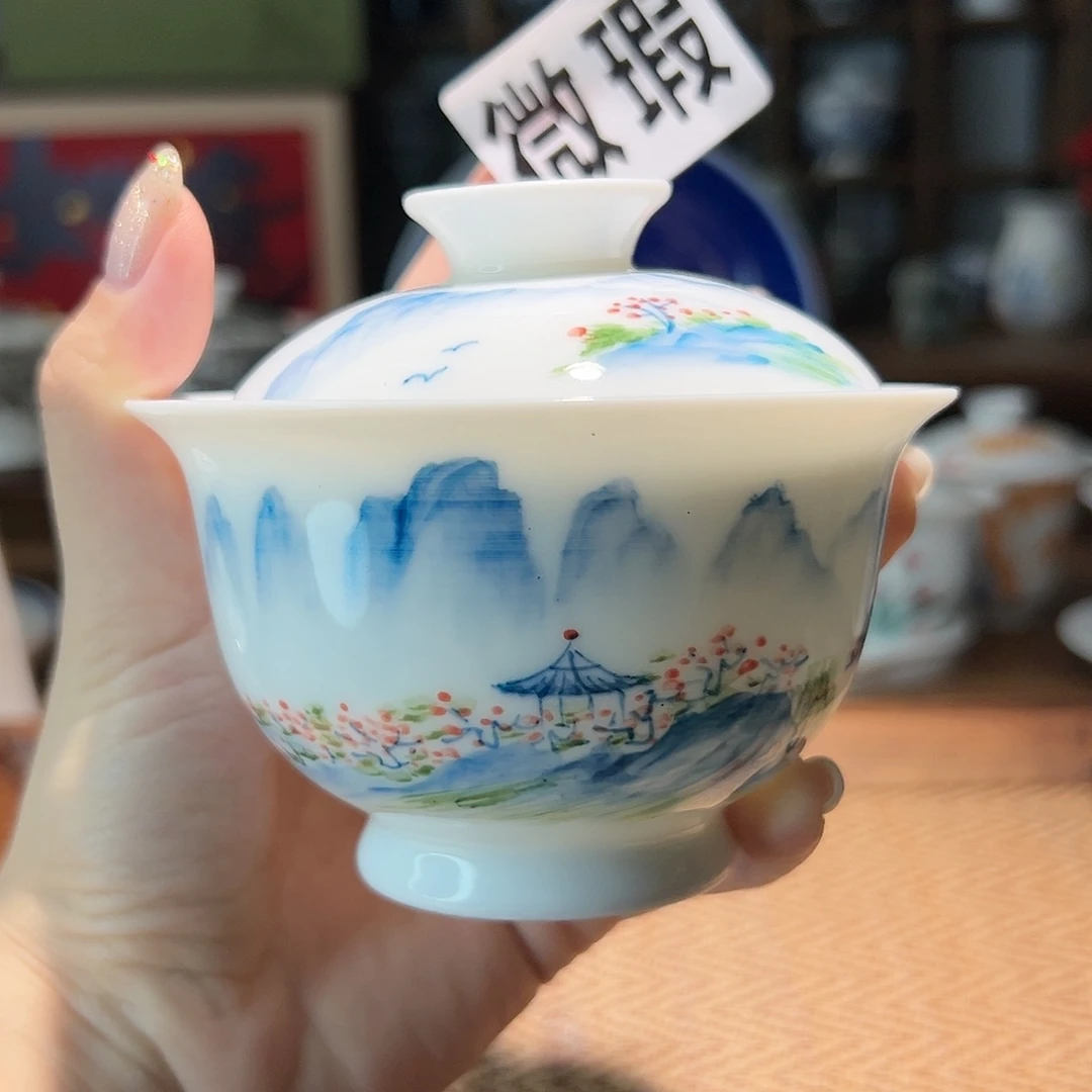 【闪购商品】微瑕 手绘 盖碗