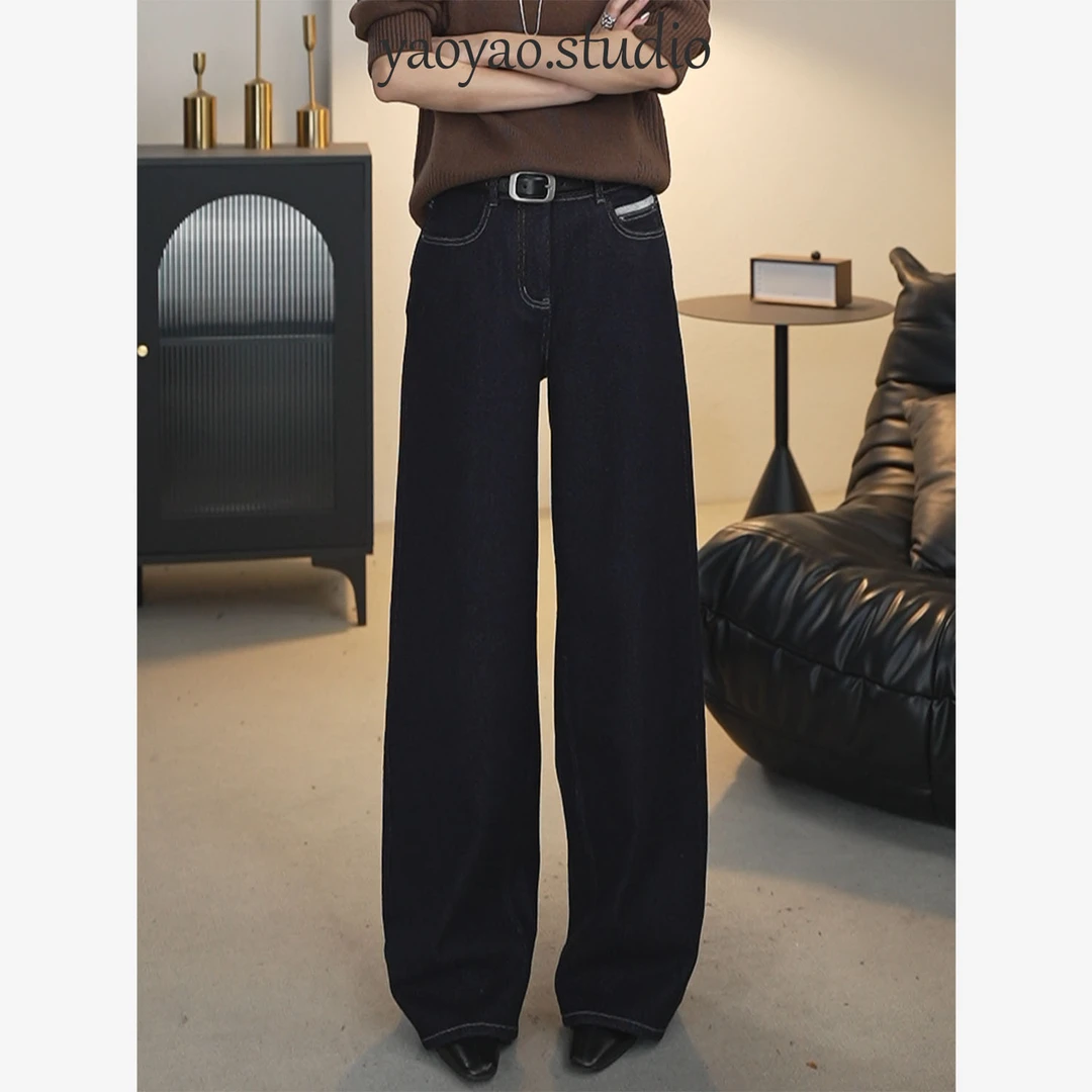 【瑶瑶】冬新款上新时尚休闲百搭减龄加厚牛仔裤YY12971