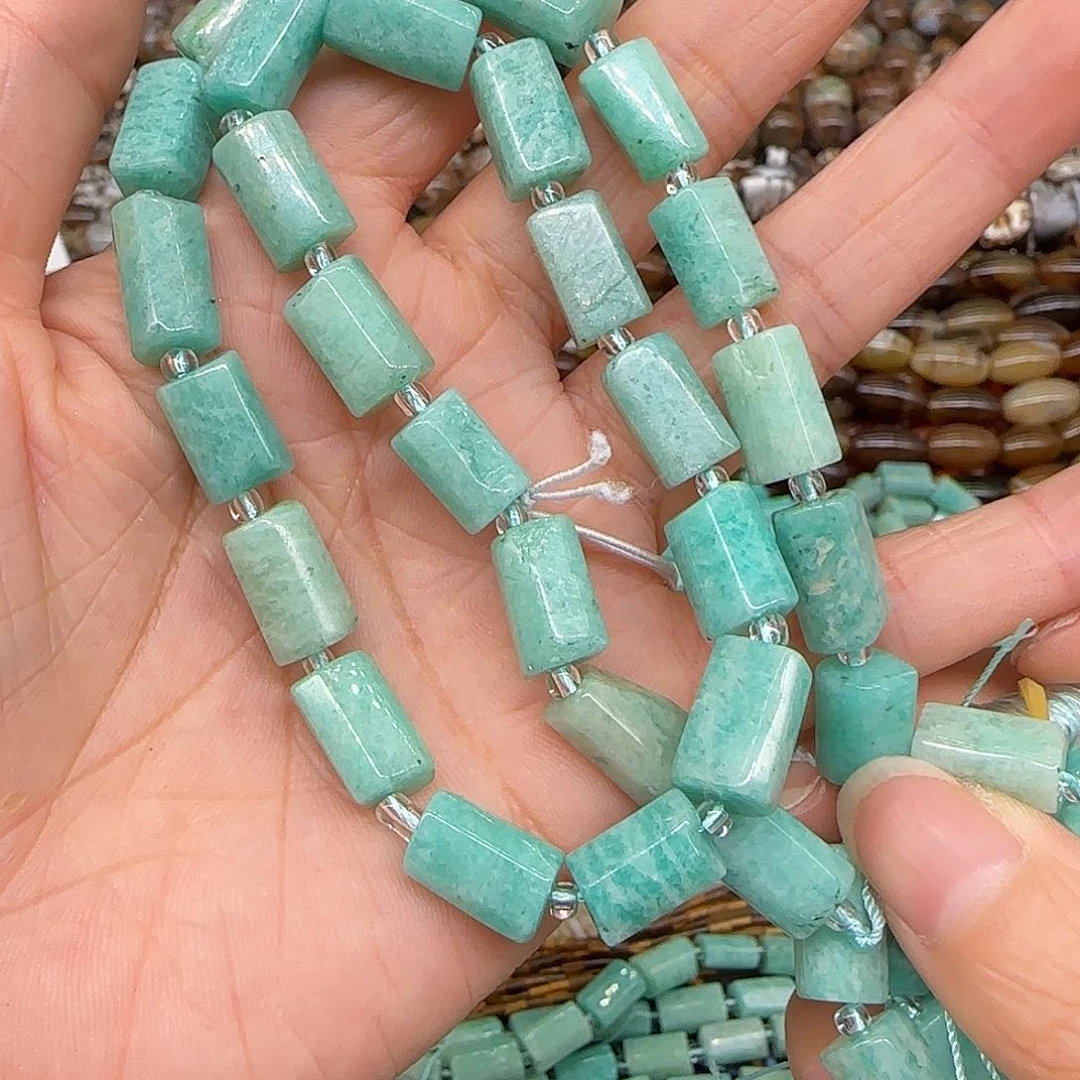 玛瑙/玉髓合金珠宝半成品天河石7mm桶珠一条