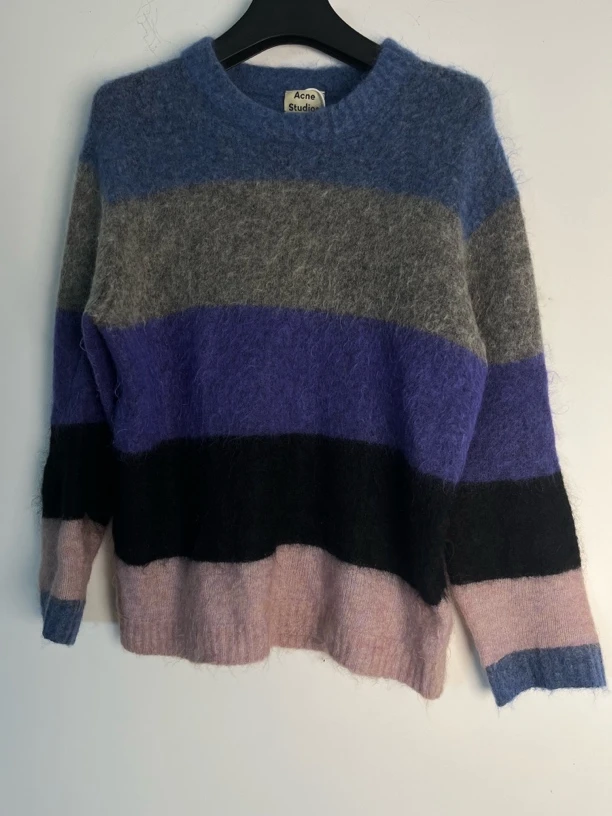 未使用 Acne studio S*1/全新/Acne紫灰渐变条纹马海毛毛衣/02900