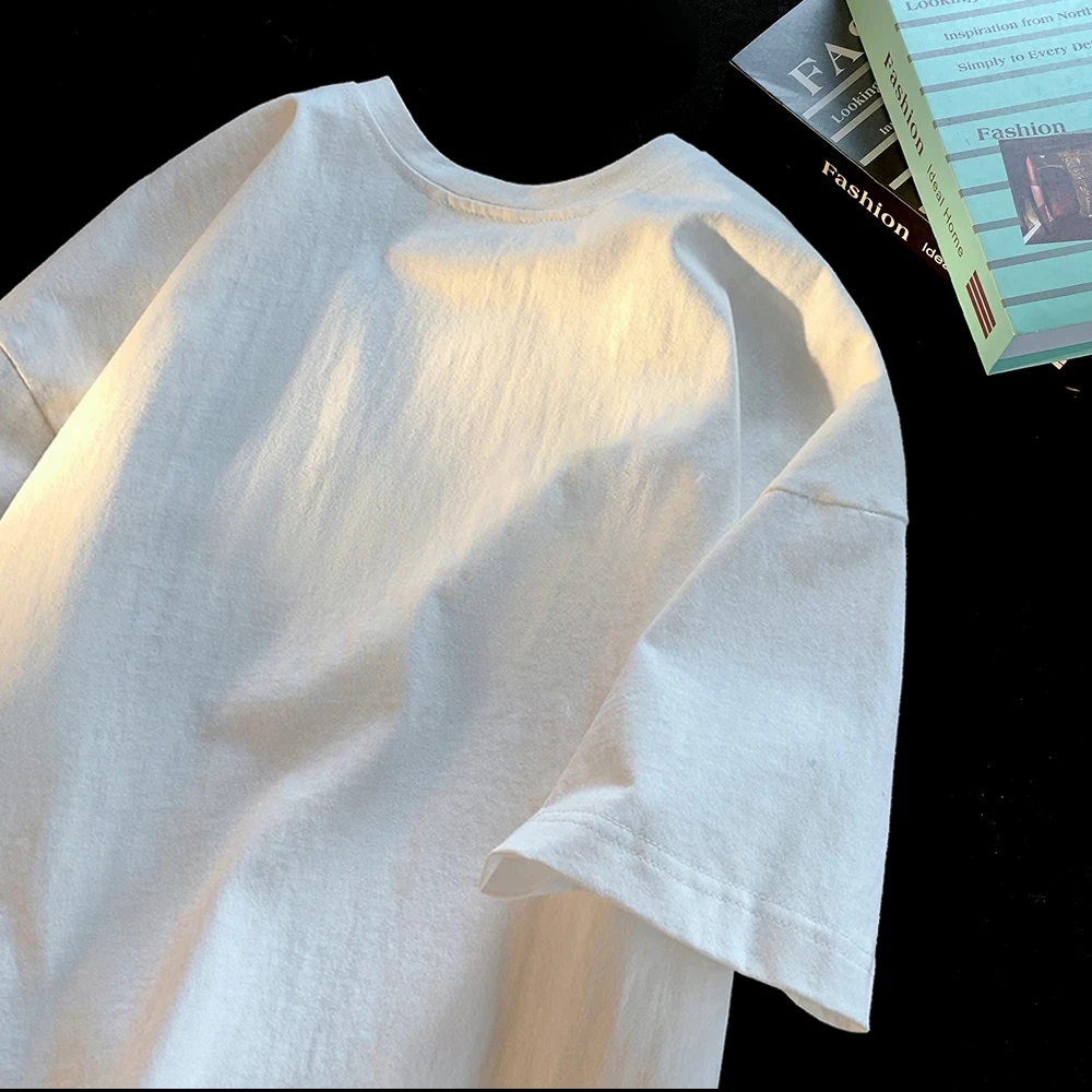 纯色净版 美式痞帅重磅纯棉短袖 男女潮牌宽松百搭圆领上衣