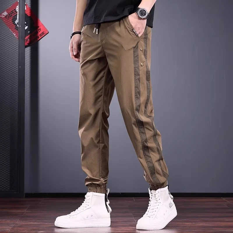 ZaSaFran~小众设计感束脚休闲裤男薄款运动速干裤抽绳冰丝凉感裤