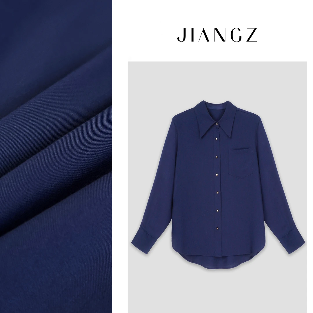 panii【南风】早春氧气感定染百搭宽松翻领气质洋气免打理上衣衬衫