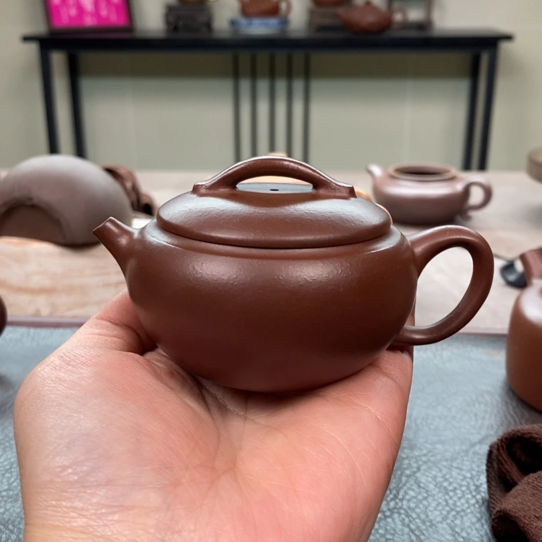 茶壶紫砂紫泥小汉瓦120cc精工半手