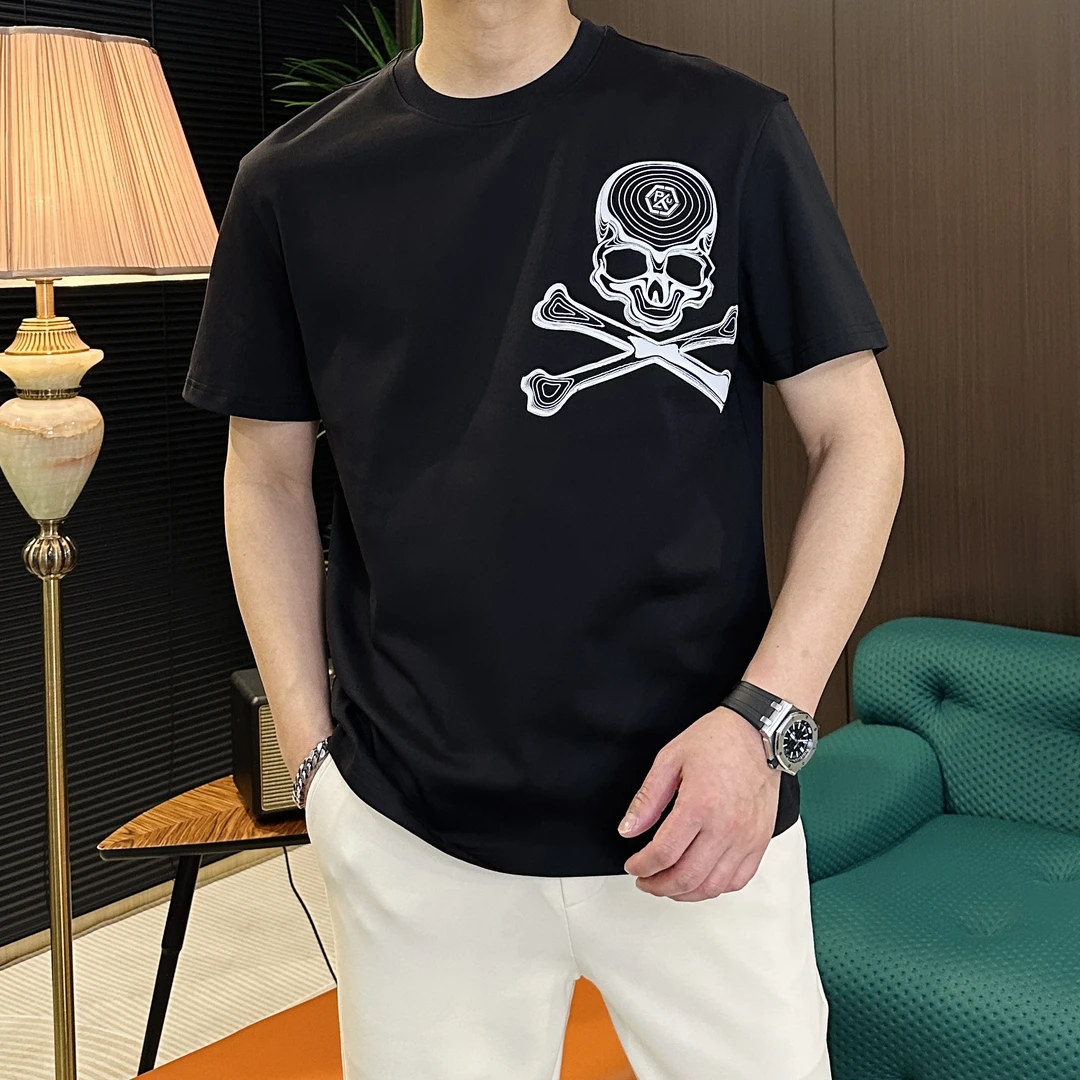 水金男装2025男士夏季潮流时尚百搭轻奢透气简约休闲修身短袖2508