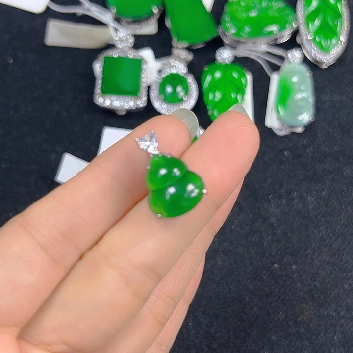 翡翠银S925镶嵌吊坠(不含链)