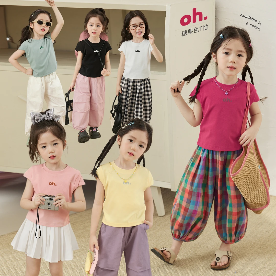 小O宝Okids童装 宝宝坎肩小飞袖T恤2025新款短袖上衣 OP534010
