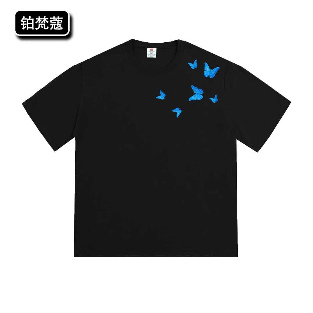 铂梵蔻夏季圆领百搭痞帅潮流潮休闲T恤上衣美式印花纯棉短袖男士