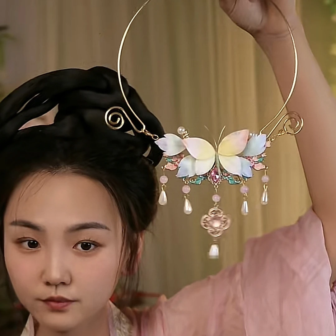 大麦吖古风发饰汉服绒花发簪 手工制作默认微瑕