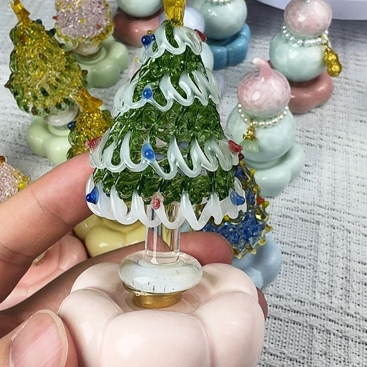 手工艺品琉璃白绿圣诞转转