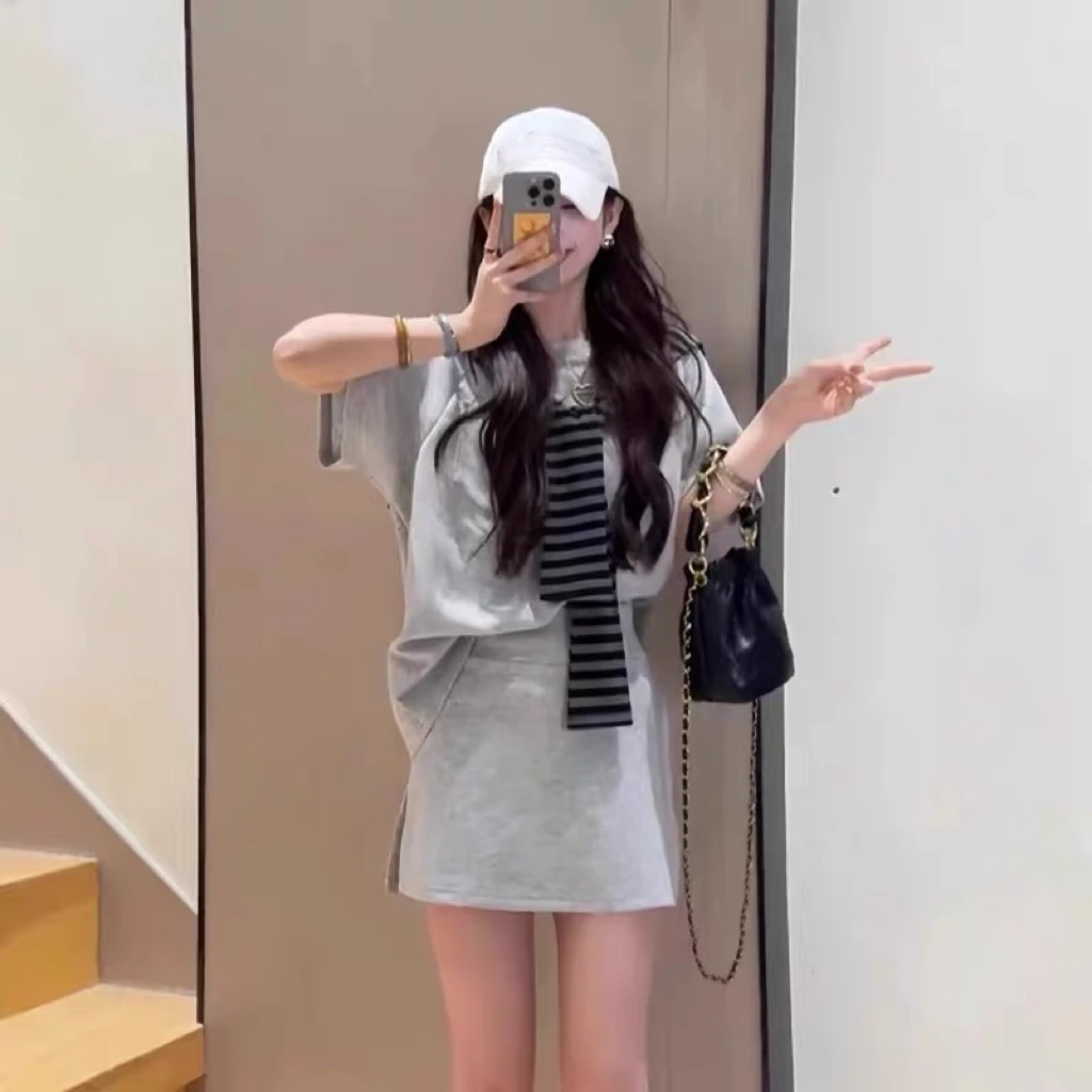 【9068】予#短袖上衣+半身裙【套装】