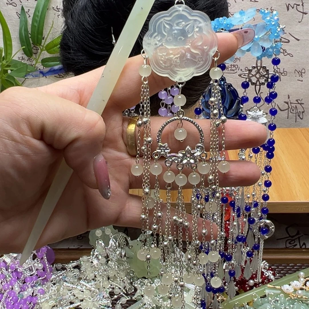 蛇纹石玉合金发饰
