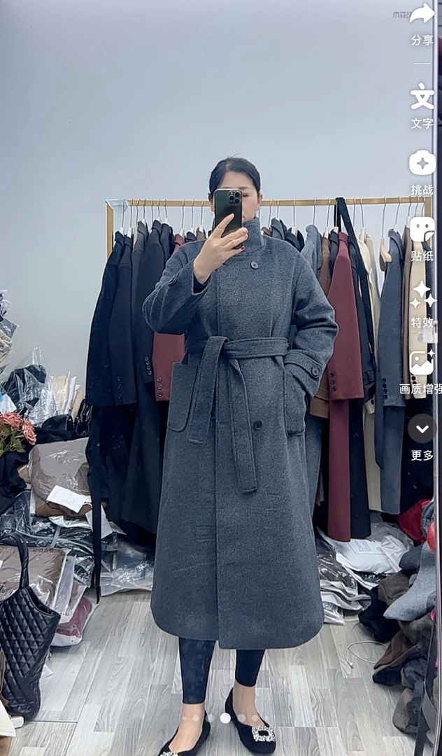 长款秋冬立领毛呢外套加棉时尚气质外套呢大衣