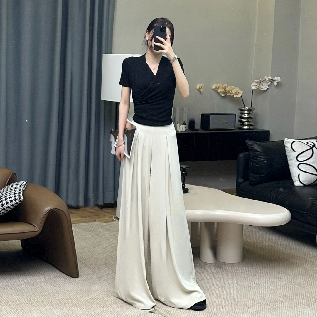 宽松垂感西装阔腿裤女夏季新款气质高腰显瘦垂坠感休闲拖地长裤