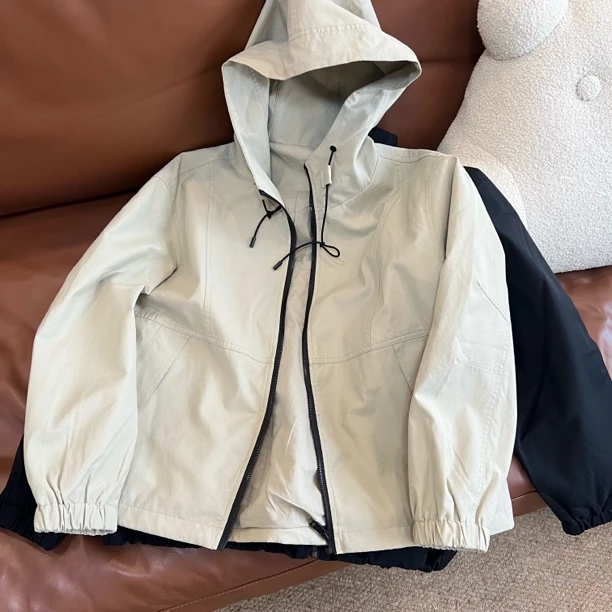 【米惠】新品韩系风衣春秋运动时尚连帽户外防风百搭潮流休闲外套