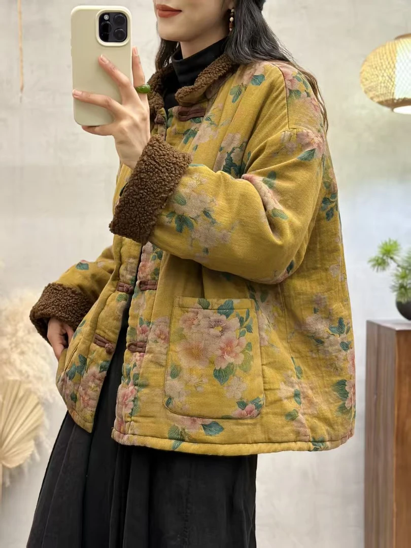 8882秋冬新款时尚气质显瘦遮肉洋气休闲女加厚宽松夹棉小棉袄外套
