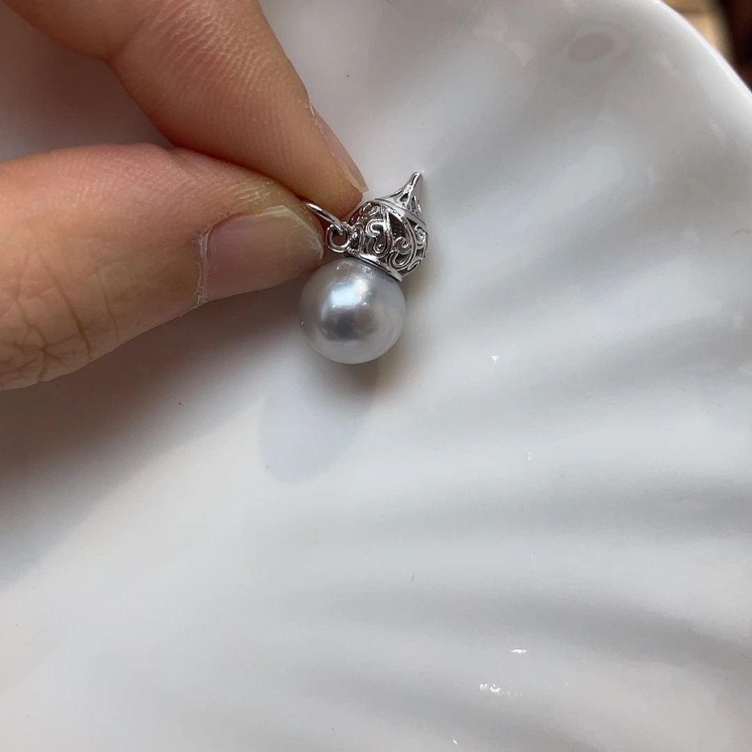 吊坠(不含链)银S925镶嵌海水珍珠