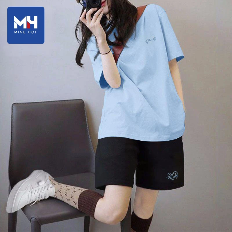 唐狮集团MH浅蓝色小个子运动套装女款2025新款夏季短袖短裤套装P