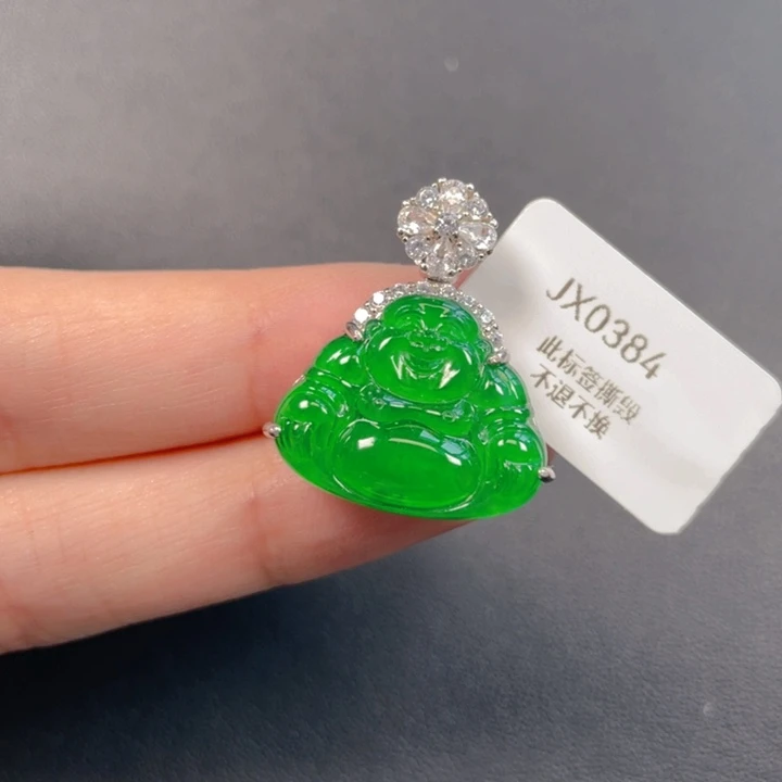 吊坠(不含链)银S925镶嵌翡翠