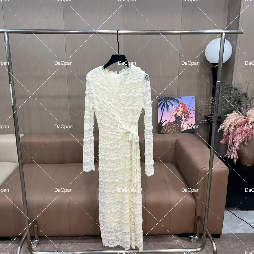 DACPAN-“气质嘉宾”蕾丝收腰长袖连衣裙 2025/盼·PPW 6004
