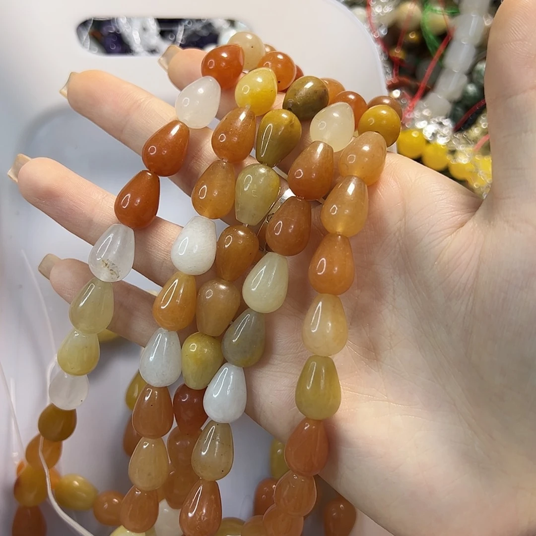 玛瑙/玉髓未镶嵌珠宝半成品金丝玉水滴一条