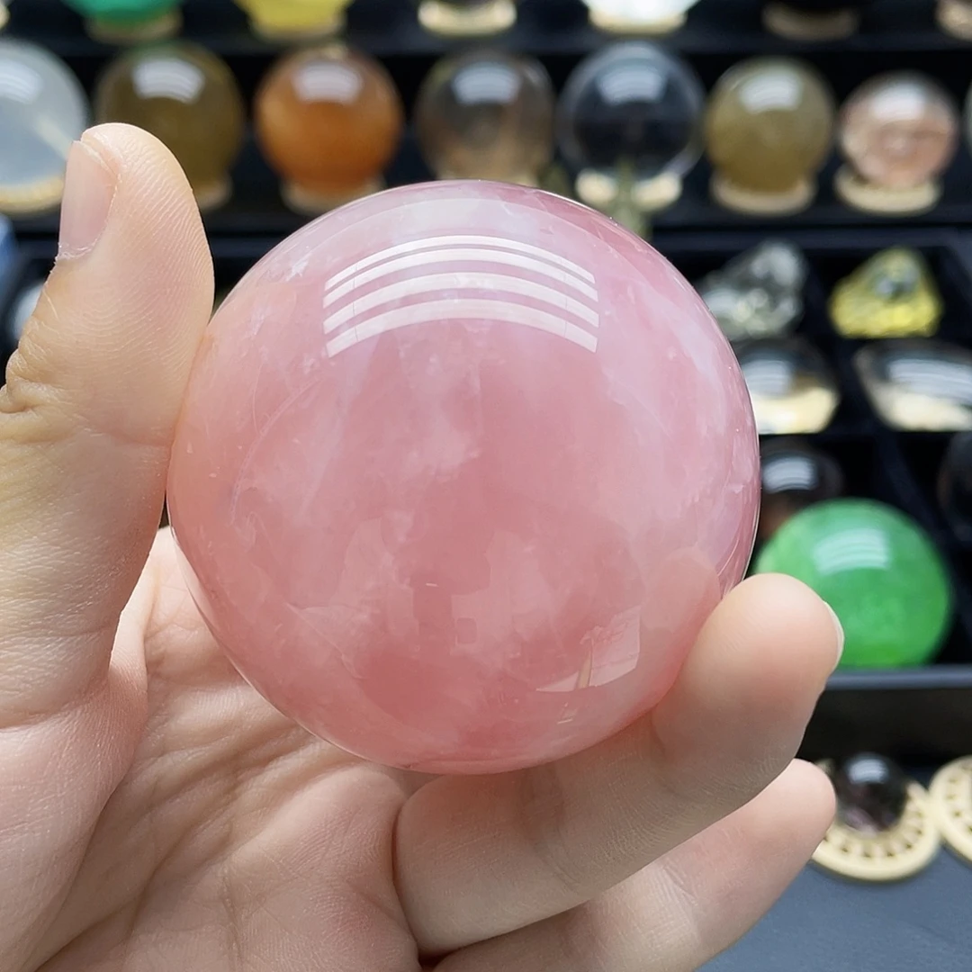 水晶未镶嵌珠宝半成品天然粉水晶59mm
