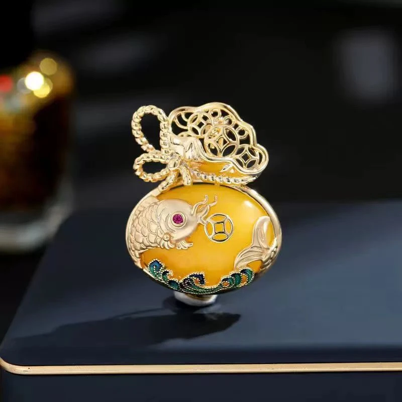 铜合金合成锆石胸针 【88588】钱袋子胸针复古胸针时尚百搭国风