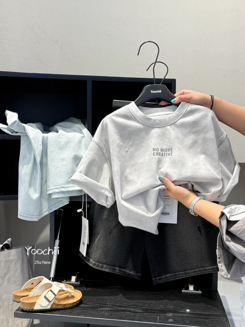 【郭郭童品】Yc➕撞色线印花短袖T恤5107