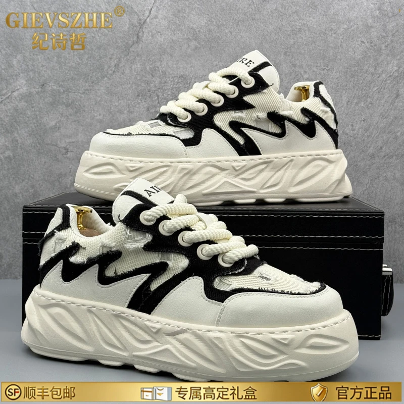 纪诗哲小众男鞋帆布鞋夏季爆款时尚个性透气小白鞋厚底增高男板鞋