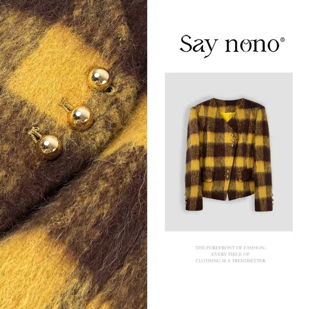 懒猫nono│Saynono 经典复古老钱风羊毛马海毛毛呢外套 GY0918XY